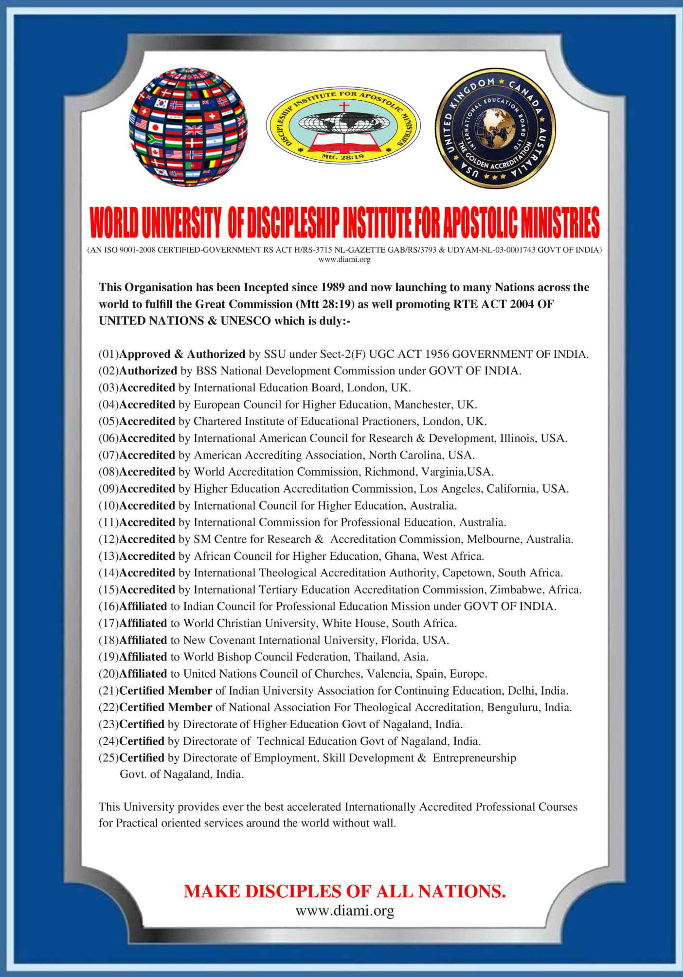 DIAMI Accreditations 2024